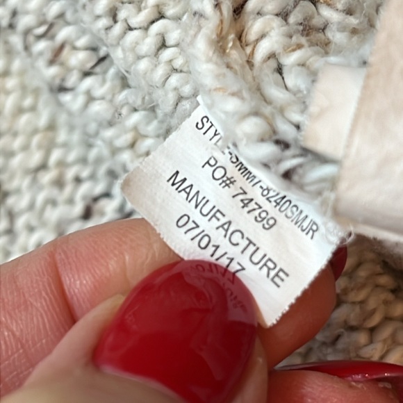 Method cowl button turtle neck Sweater mens M speckled beige tan chunky knit - Picture 13 of 16